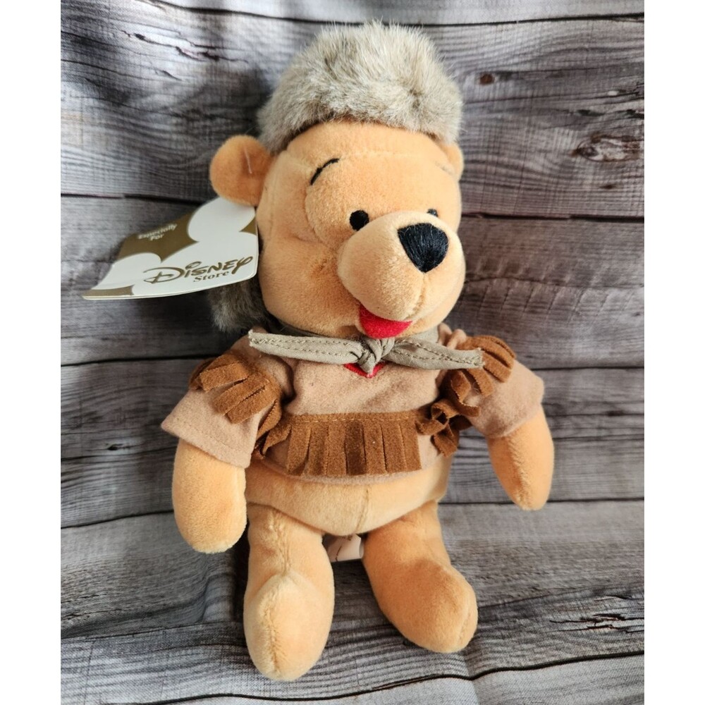Disney Store Frontier Winnie the Pooh Bear Bean Bag Plush 8" Explorer Adventure